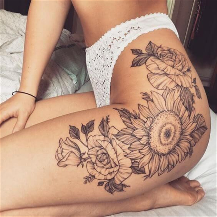 Amazing And Attractive Floral Tattoo Designs You Must Love; Floral Tattoo; Amazing Tattoo; Flower Tattoo; Tattoo Designs; Tattoo Ideas; Tattoo; Back Floral Tattoo; High thigh Floral Tattoo; #floraltattoo #flowertattoo #rosetattoo #tattoodesign #tattoo 