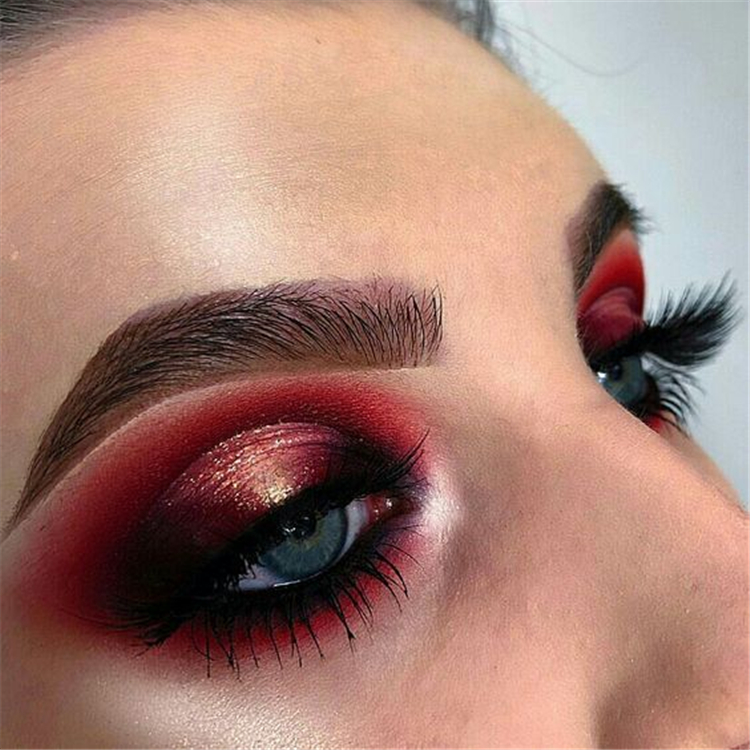 Amazing Red Eyeshadow Makeup Ideas For The Coming Valentine's Day; Valentine Makeup; Makeup Looks; Valentine Makeup Looks; Natural Makeup; Natural Looks; Red Eyeshadow Makeup Looks; Valentine's Day; Red Eye Makeup; Red Eyeshadow Eyeshadow#makeup #makeuplooks #holidaymakeup #naturalmakeup#Chirstmasmakeup #redeyeshadow #redeyemakeup#Valentine's Day #valentinemakeup