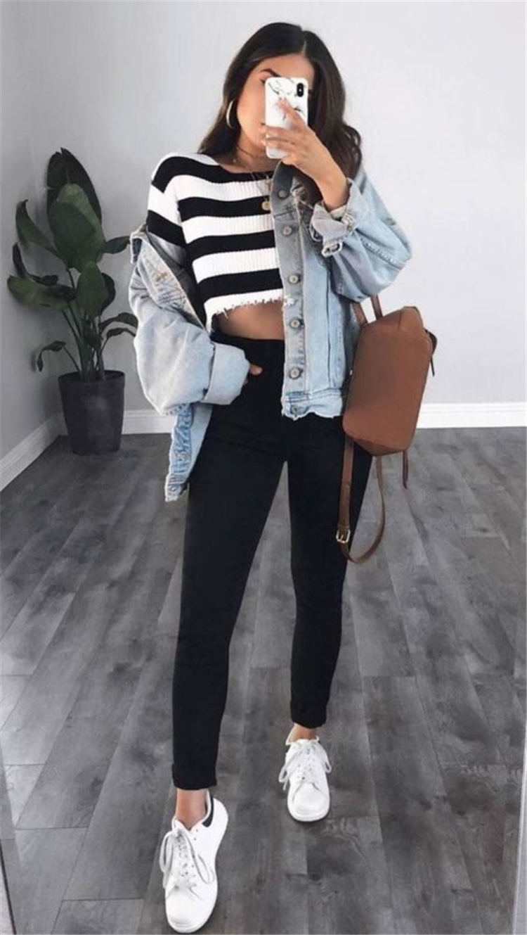 Cute And Trendy Spring Outfits Ideas For School; School Outfits; Spring Outfits; Trendy Spring Outfits; School Casual Outfits; Casual Outfits; Spring Casual Outfits; School Girl; Outfits;
