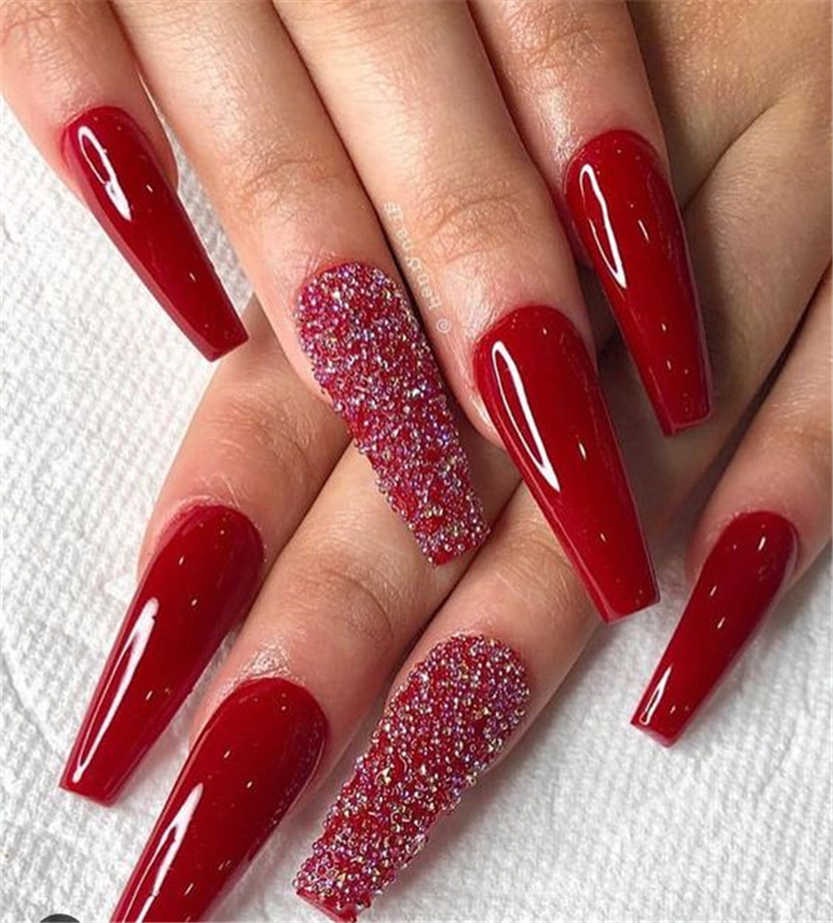 45 Hottest Red Long Acrylic Coffin Nails Designs You Need To Know ...
