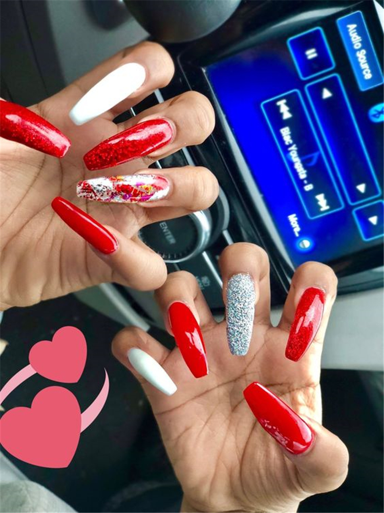 Hottest Red Long Acrylic Coffin Nails Designs Of 2019; Red Long Acrylic Coffin Nails; Red Nails Designs; Long Acrylic Nails; Acrylic Nails; Coffin Nails; Red Long Coffin Nails; Long Coffin Nails; #CoffinNails #RedNails #AcrylicNails