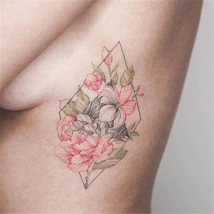 Side Boob Tattoo Ideas Design; Flower Tattoo Ideas; Flower Tattoo; Floral T...