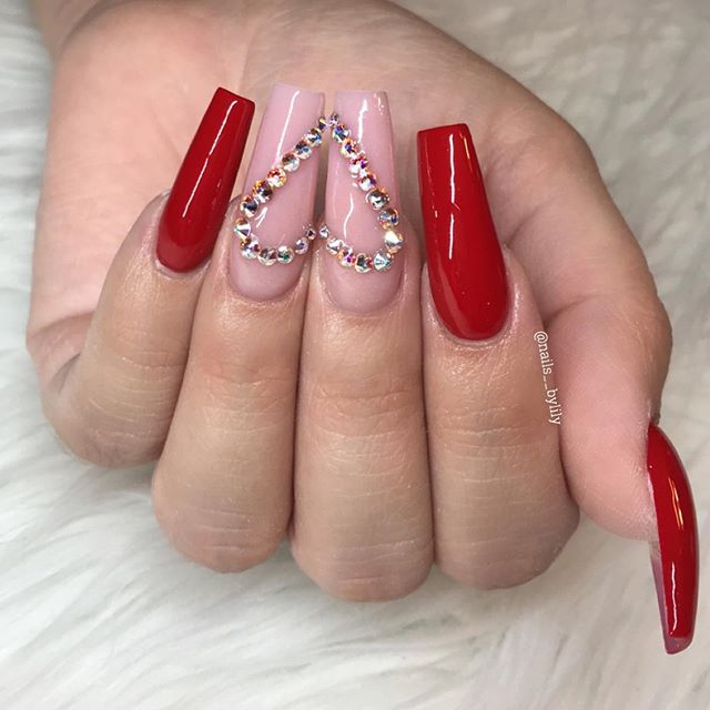 spring square acrylic nails designs; square acrylic nails; spring nails; white nails; pink nails; red nails; acrylic nails; square nails; square acrylic nails designs; long nails;blingnails#nailsart