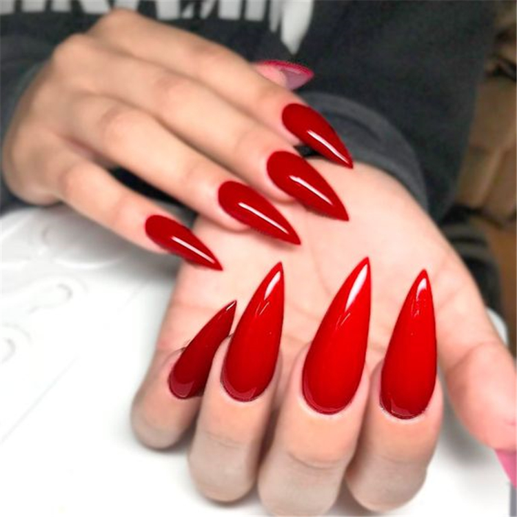 Red Nails; Coffin Nails; Nails; Acrylic Nails; Gorgeous Red Nail De...