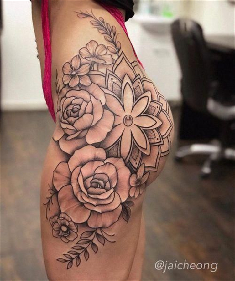 Unique And Sexy Hip Tattoo Designs You Must Have; Hip Tattoo; Hip Tattoo Designs; Sexy Hip Tattoo; Unique Hip Tattoo; Floral Hip Tattoo; Hip; Tattoo;
