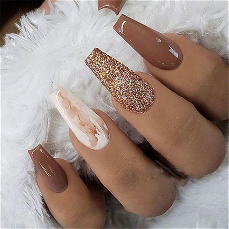 Gorgeous Fall Nail Designs To Make You Look Elegant; Fall Nail; Nail; Nail Art; Fall Square Nail; Fall Coffin Nail; Fall Stiletto Nail; Fall Matte Nail; Fall Glitter Nail #nail #nailart #naildesign #fallnail #fallsquarenail #fallcoffinnail #fallstilettonail #fallglitternail #fallmattenail