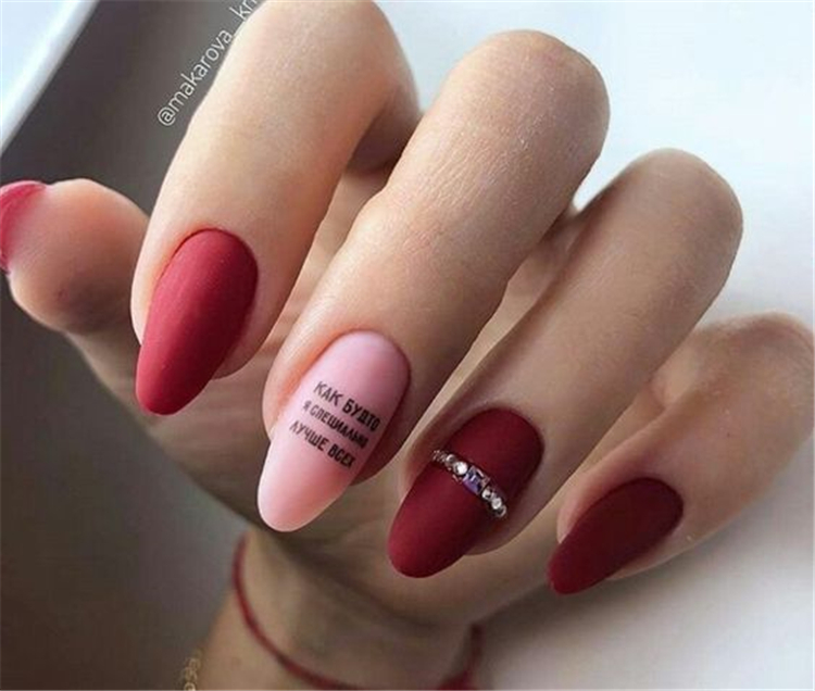 Nail,Nail Art,Popular,Elegant And Playful,Trendy Contrasting Color Nail Art ,Temperament French Manicure ,Burgundy Frosted Nail Art
