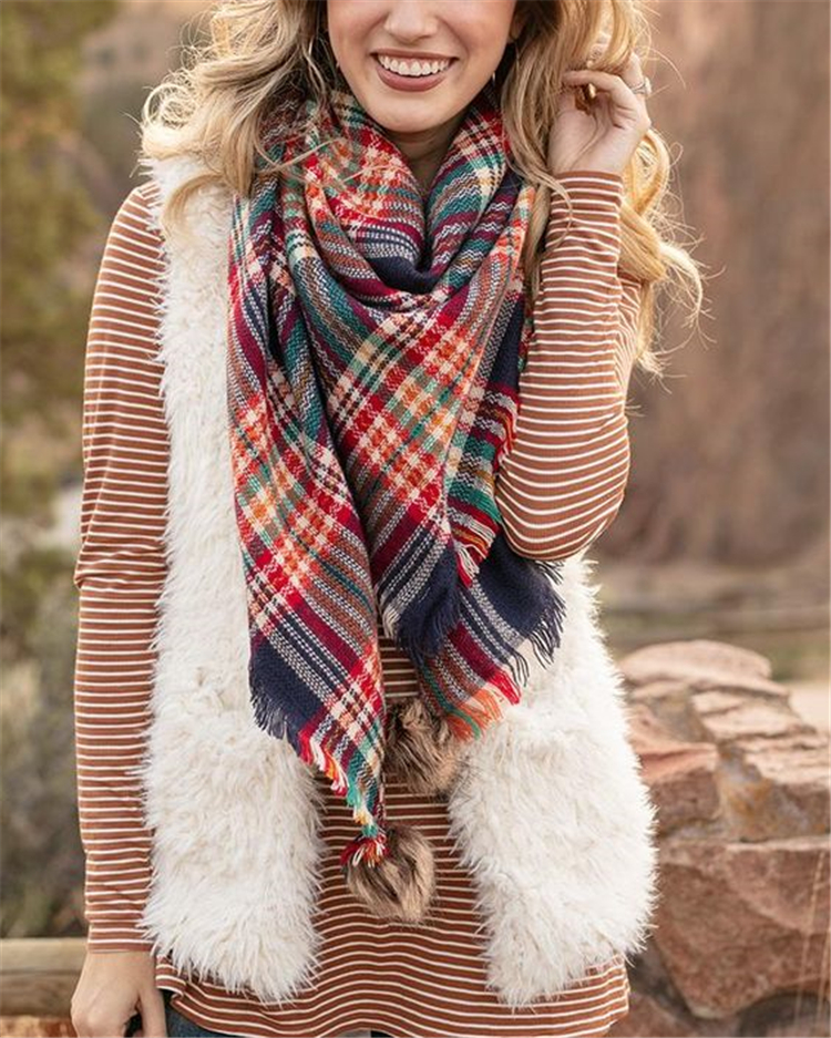 Comfortable,Temperament,Winter,All-Match,Scarf,Color Scarf,Solid color scarf,Fur scarf