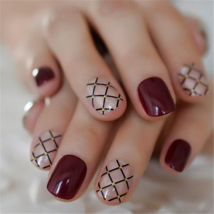 Curative,Fashionable,Winter,Manicure,Burgundy Nail Art,Brown manicure,Marble style nail art,nail art