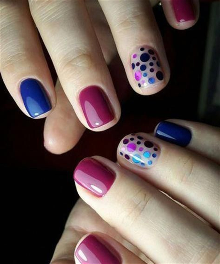 Nail Art,temperament ,Nail Recommended ,Winter,Shiny Contrasting Color Nail Art,Light color gradient nail art,Purple nail art