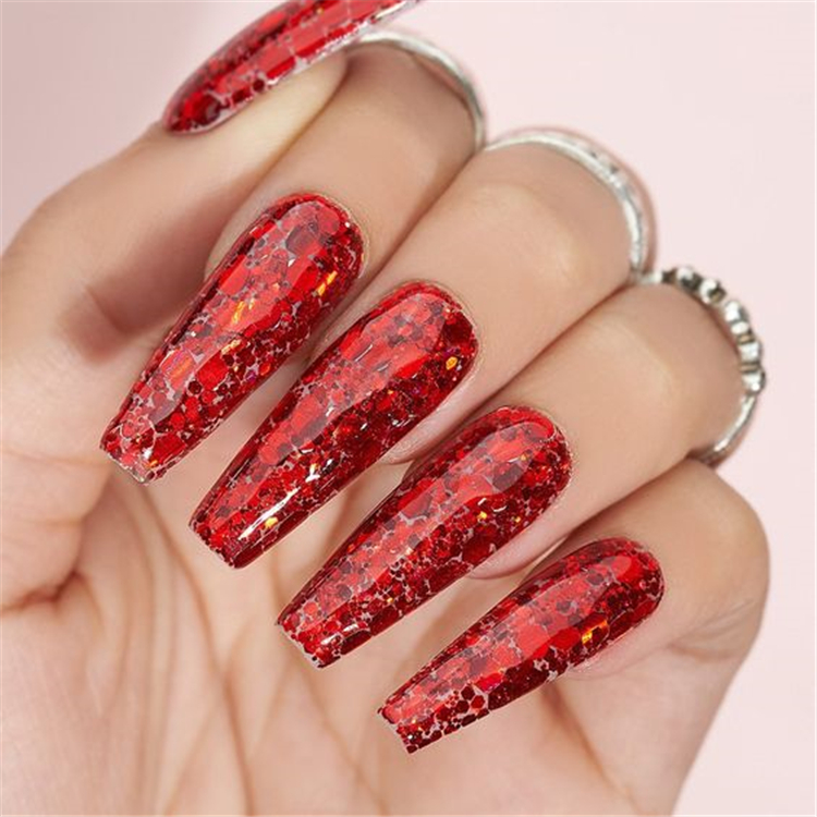 temperament,elegance,manicures ,Winter,nail art,Magic Starry Nail Art ,Clear candy color nail art,Aura Queen Red Nail