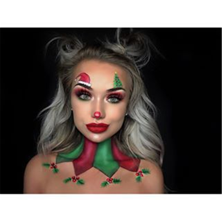 Makeup,Christmas Makeup,Christmas ,Winter,Christmas elk makeup,Christmas clown makeup ,Christmas painted makeup