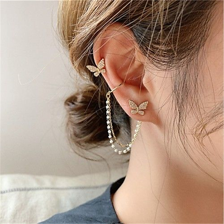 Accessories,Fashion ,Fashion Accessories,Winter,Resin earrings,Exaggerated ear studs , Metal ear chain