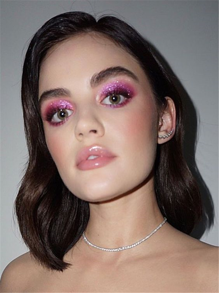 Spring,Vitality ,Cute ,Makeup,pink ,pink eye shadow,sexy red lip makeup,pink blush makeup